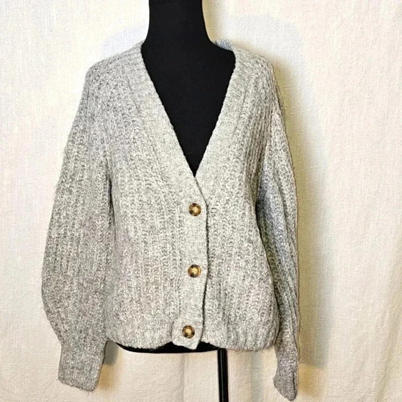Lucky Brand Women's Cardigan Gray Size S/P Wool Blend - Picture 2 of 11